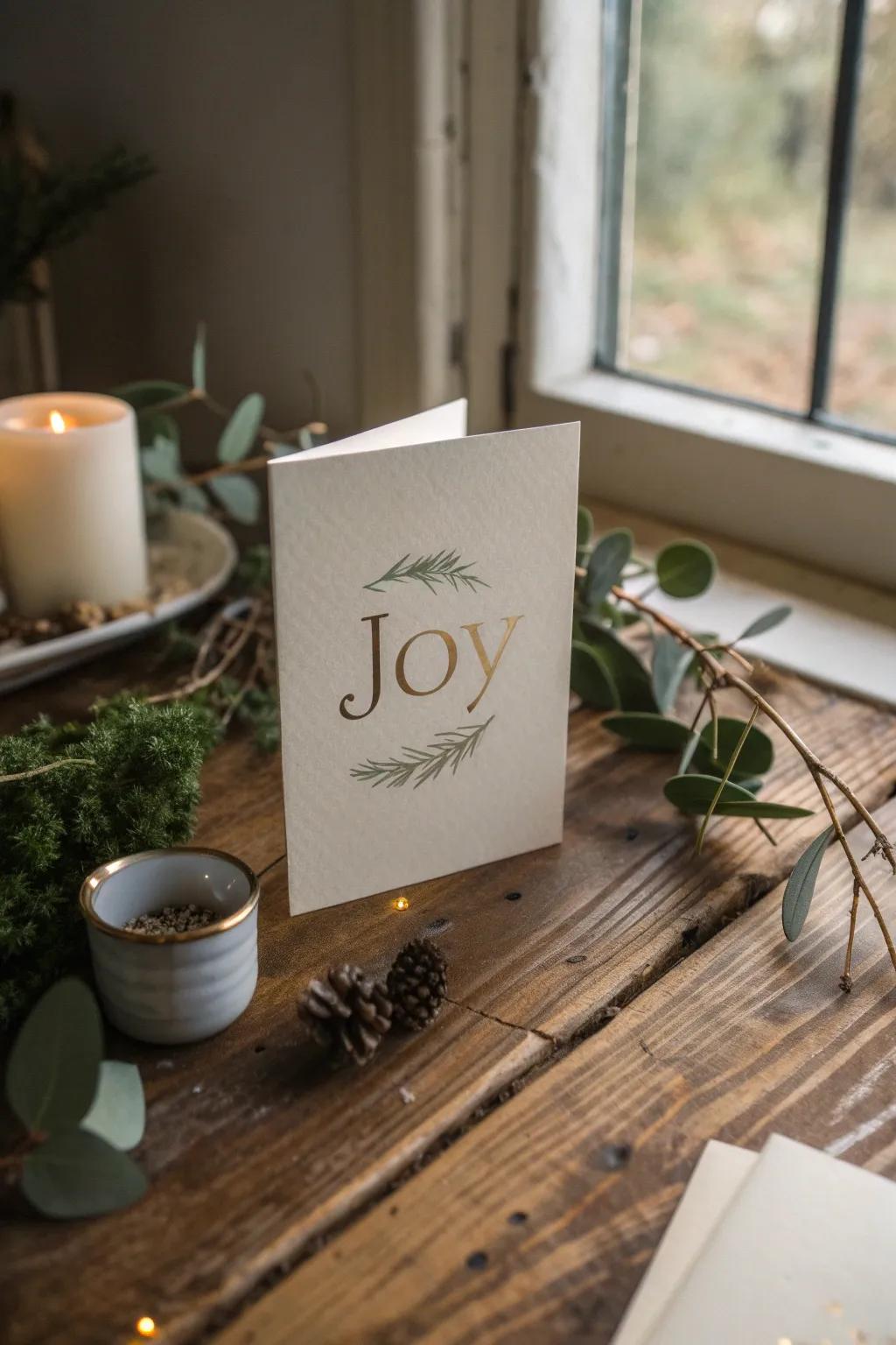 Embrace the beauty of simplicity with this minimalist Christmas card design.