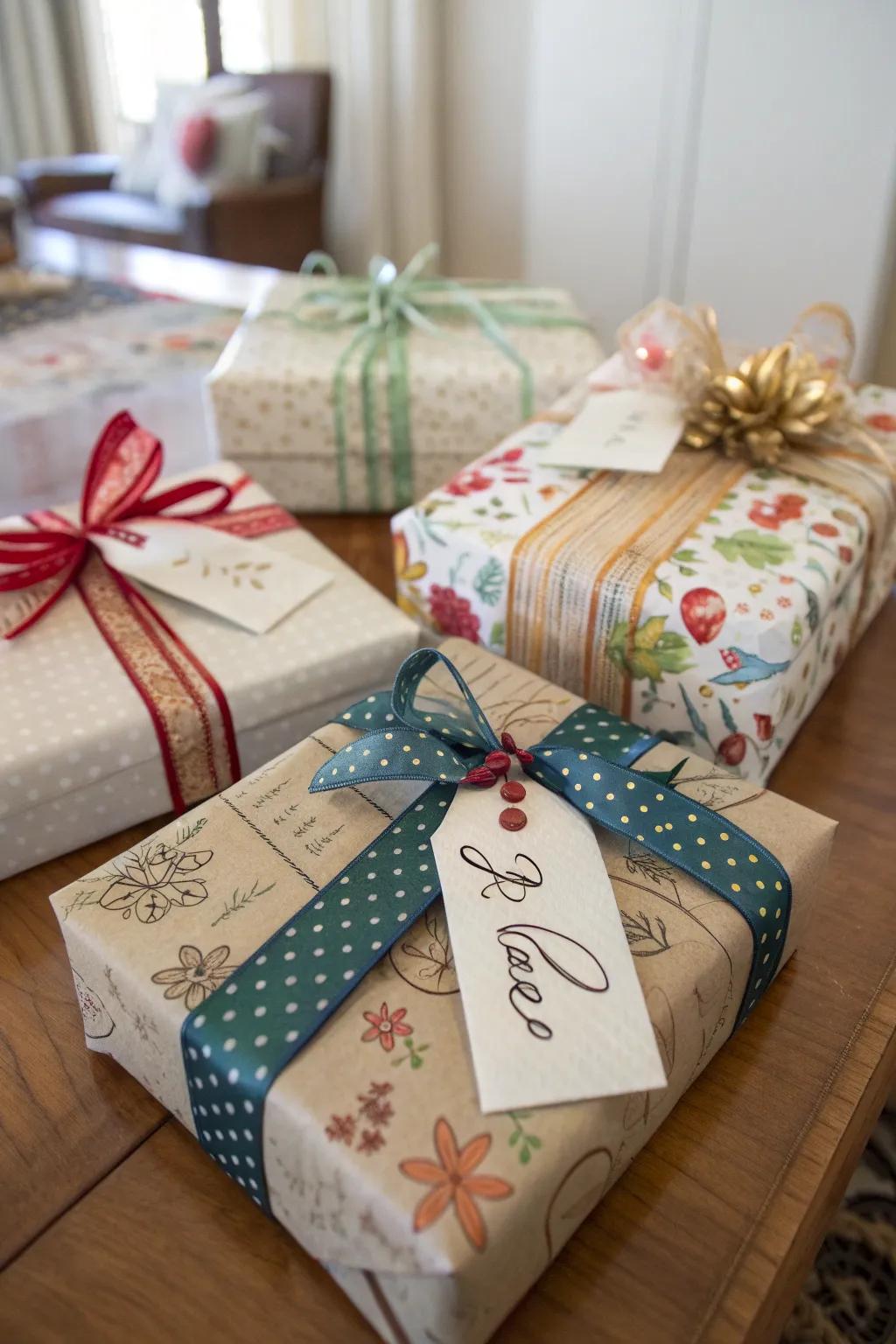 Gifts enhanced with creative and personal gift tags.