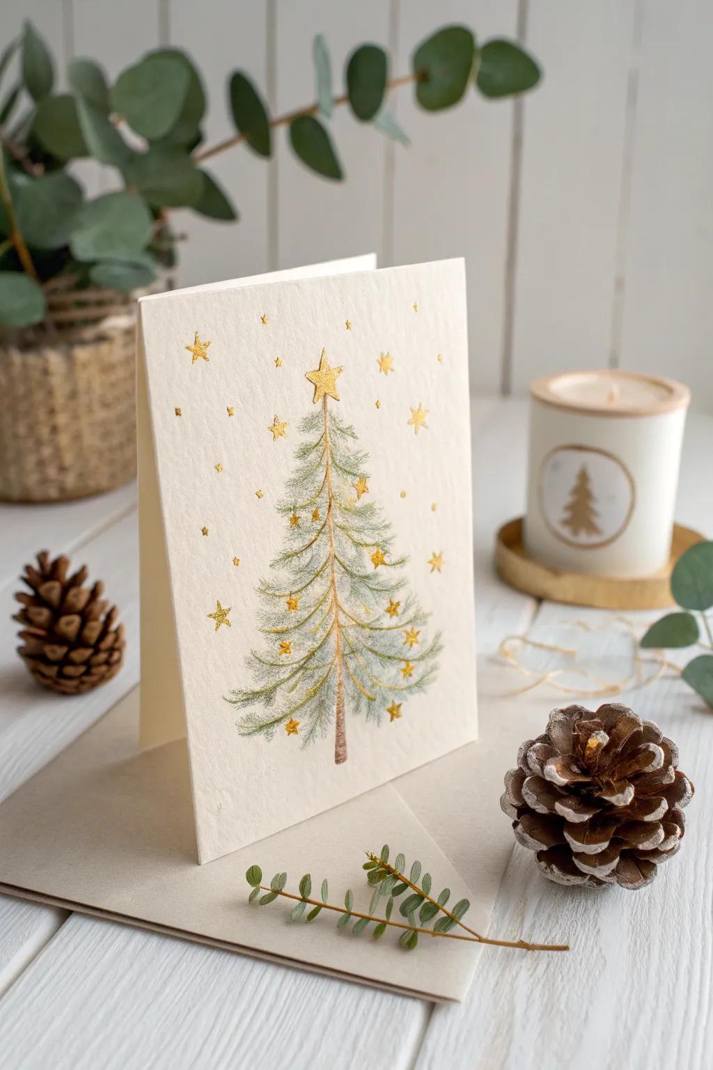 Celebrate the warmth of handmade holiday cheer with this elegant Christmas card crafted with love.