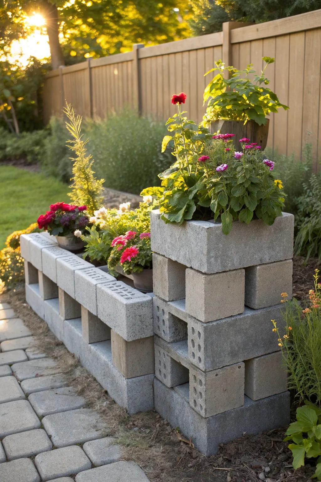 Transform your backyard with a stunning cinder block planter bench - where craftsmanship meets nature!