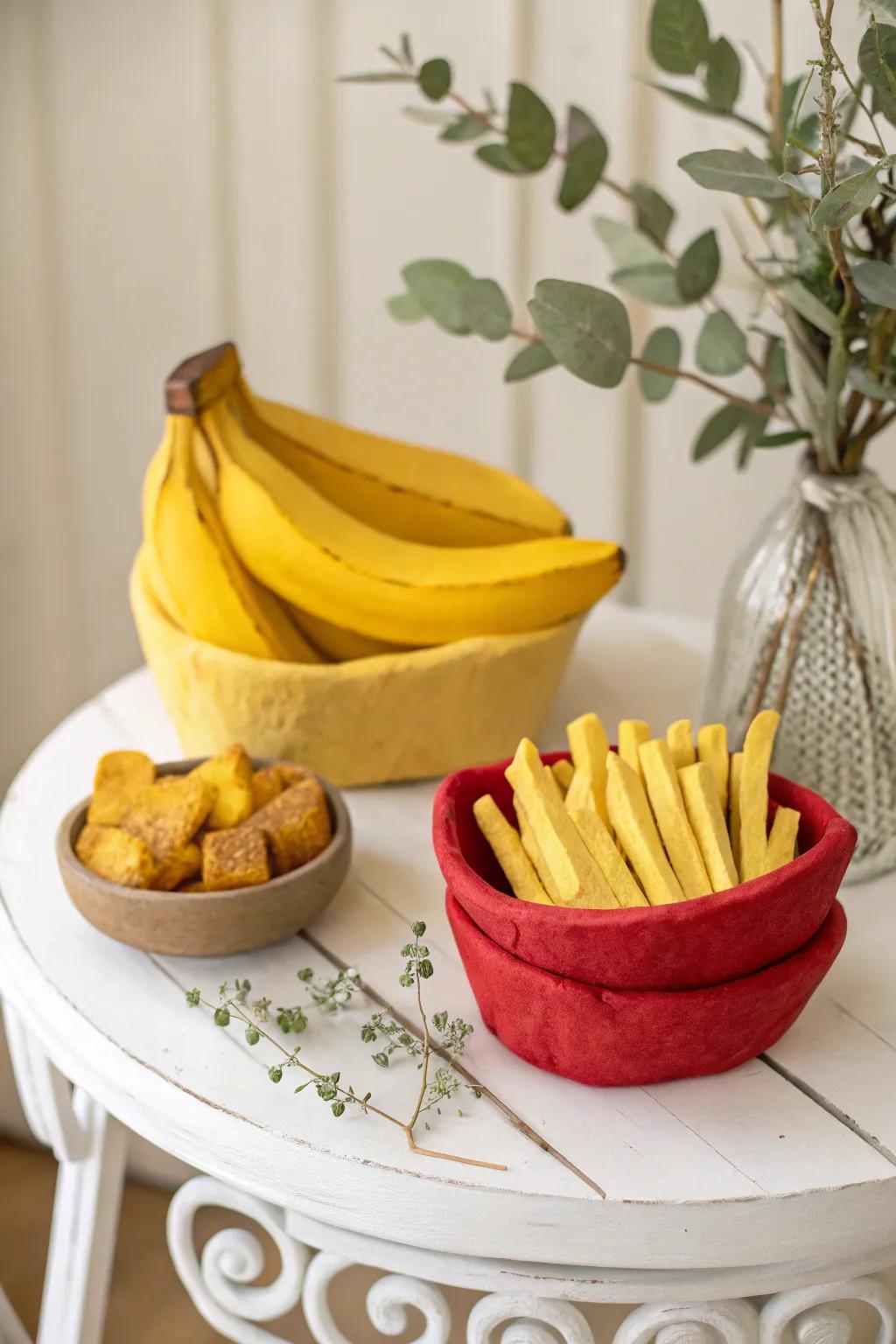 Whip up a feast of creativity with vibrant clay food fun! 🍌🍟