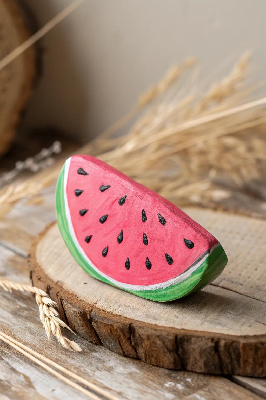 Add a splash of summer to your fridge with this charming watermelon slice magnet!