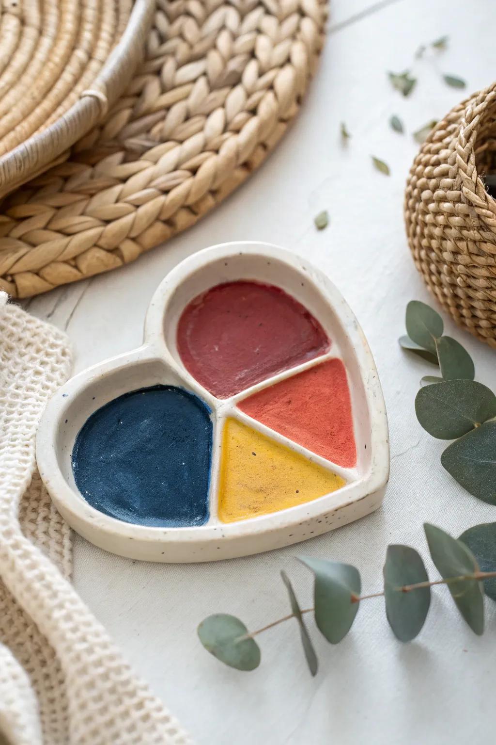 Inspire young artists with these charming, heart-shaped clay palettes - a perfect blend of simplicity and vibrant creativity!