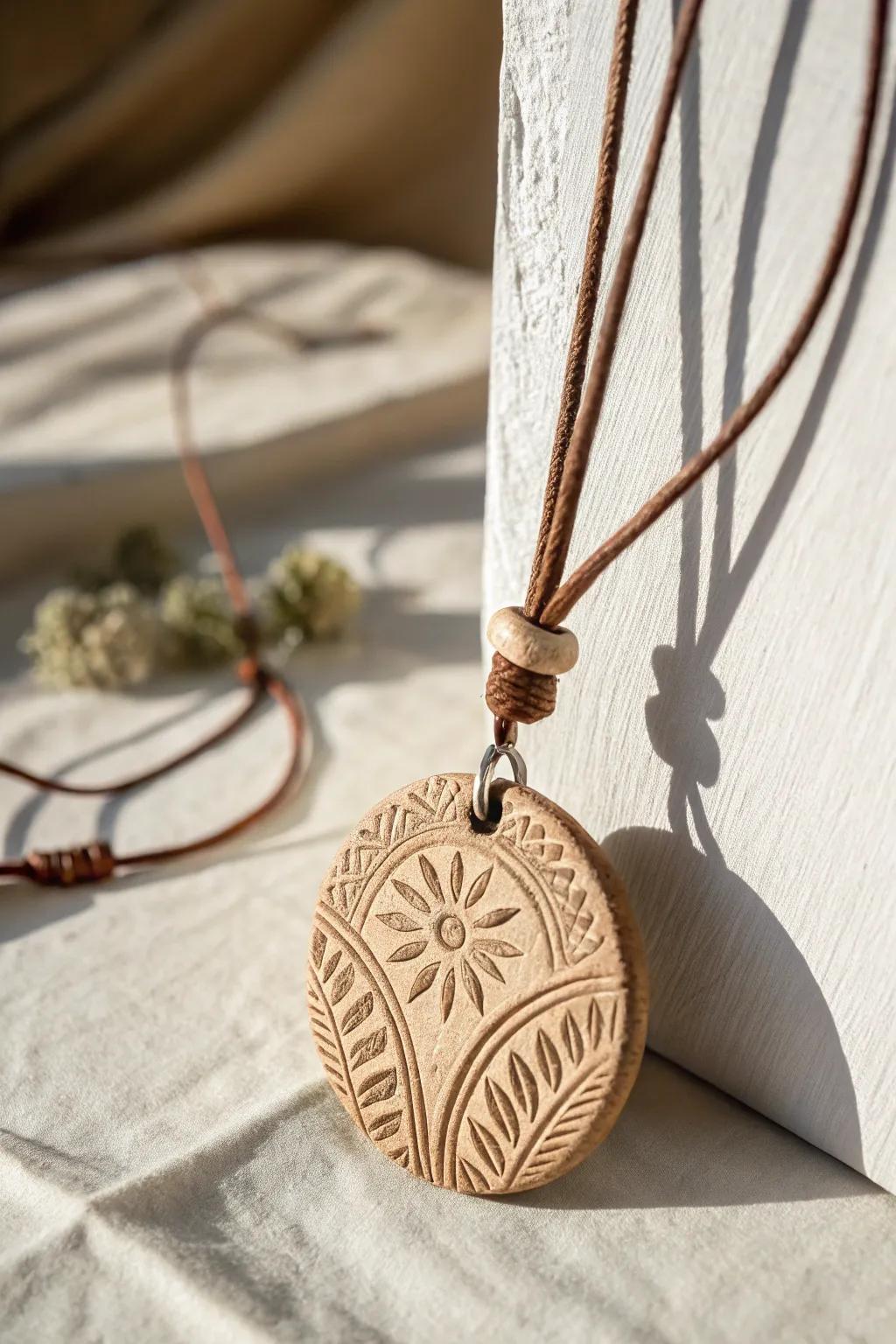 Elevate your style with the timeless elegance of textured clay pendants.