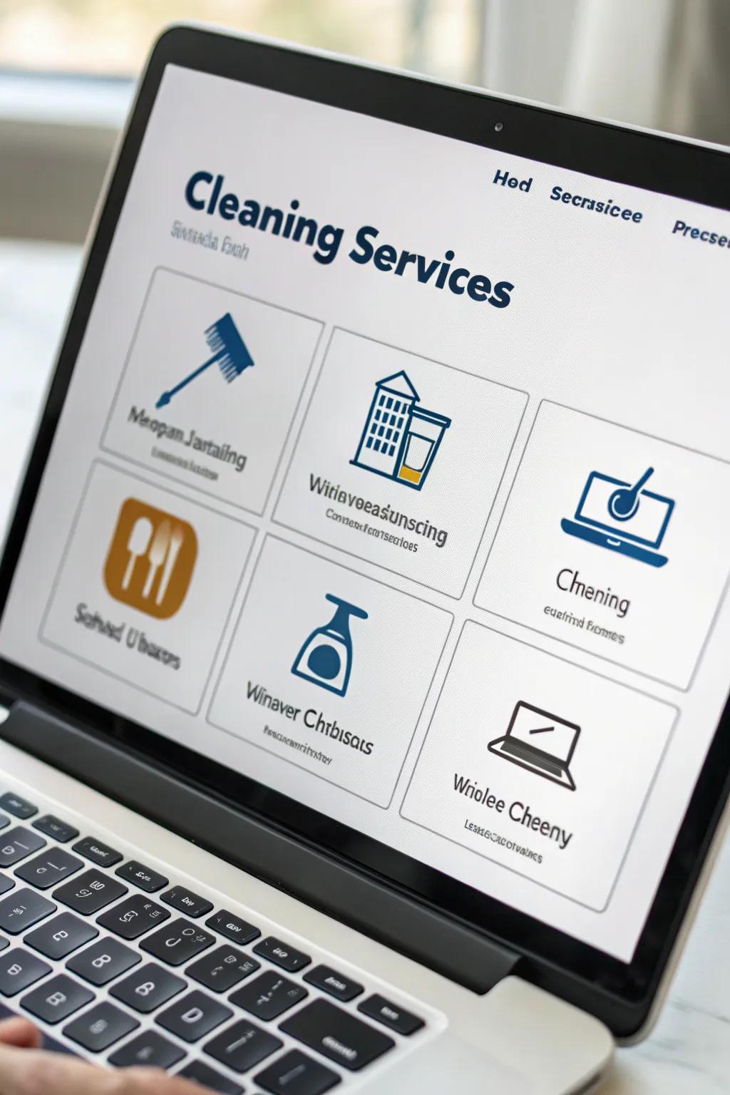 Visual elements in a cleaning website design.