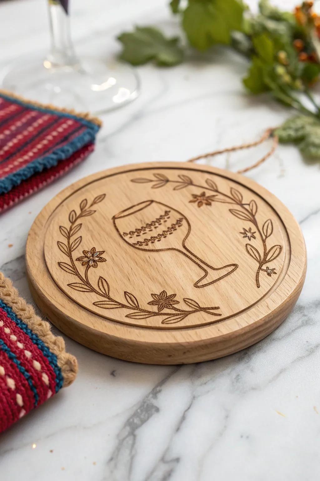 Elevate your bar area with engraved coasters that blend playful themes with Scandinavian elegance.