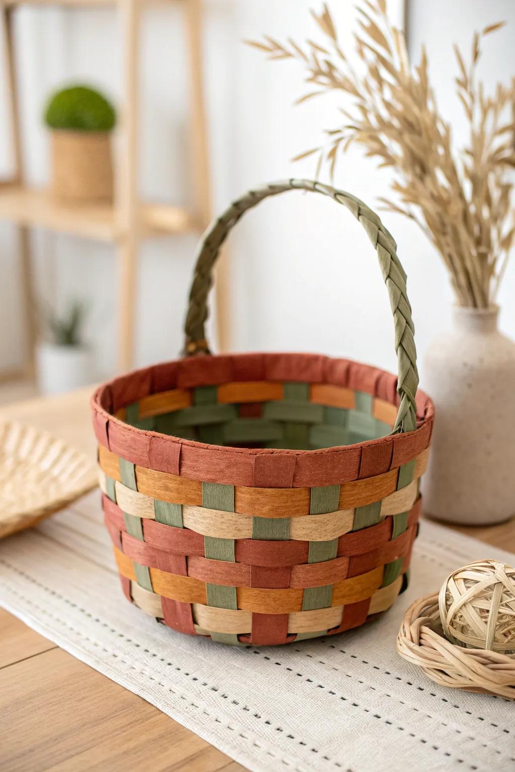 Discover the art of simplicity with this beautifully crafted paper weave basket, perfect for adding a touch of elegance to your space.