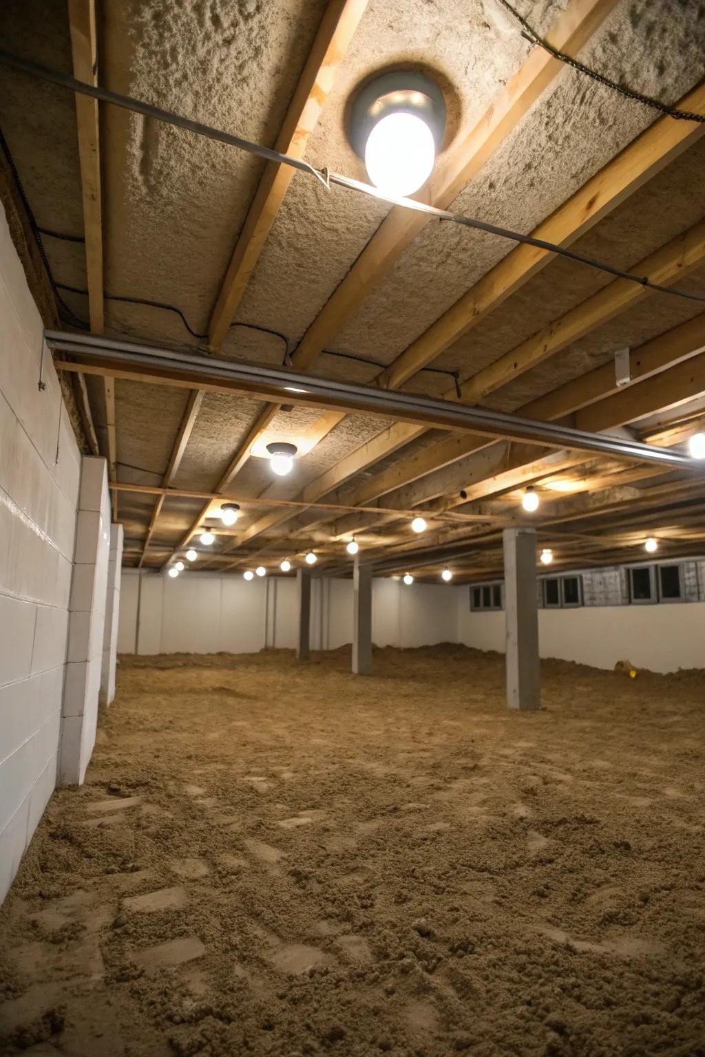 Brighten your crawl space with compact ceiling fixtures.