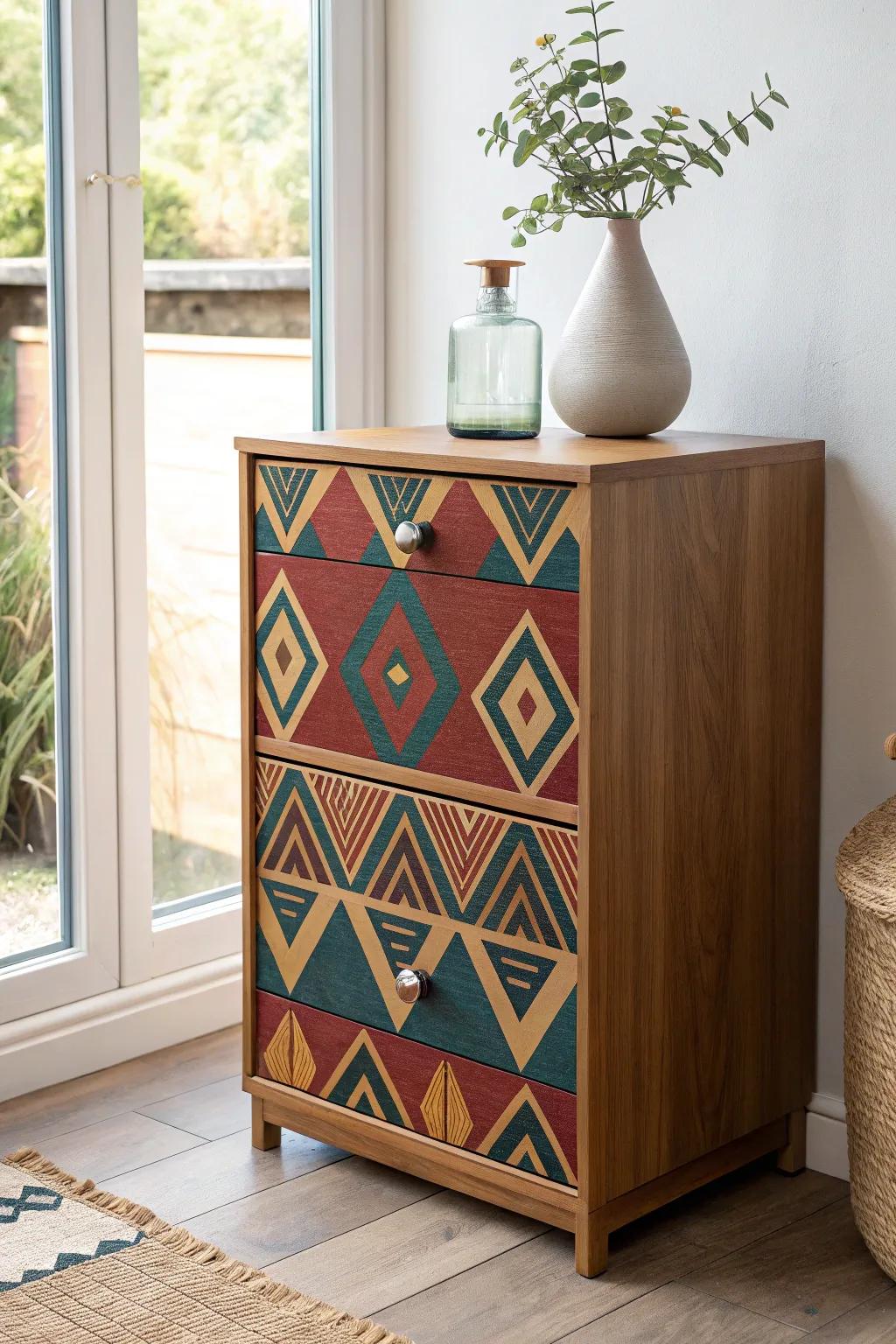 Transform your workspace with a pop of pattern: Wallpaper Wonders for a chic filing cabinet makeover!