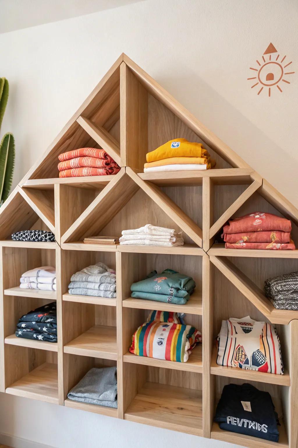 Discover the art of organized style with these chic, minimalist cubbies for your t-shirt collection!
