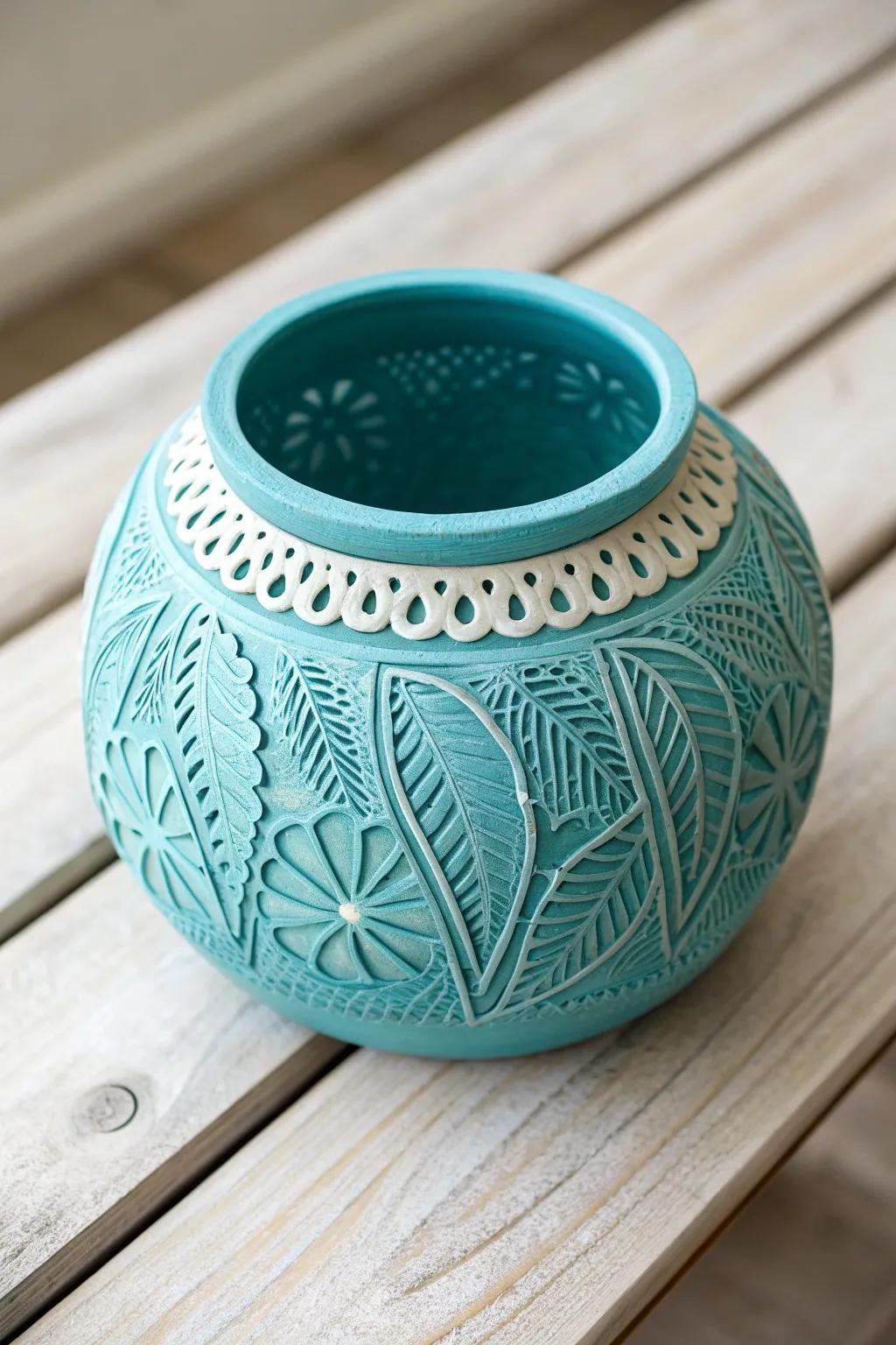 Discover the art of texture with these stunning lace-imprinted pinch pots. Perfect for adding a touch of elegance to any space!