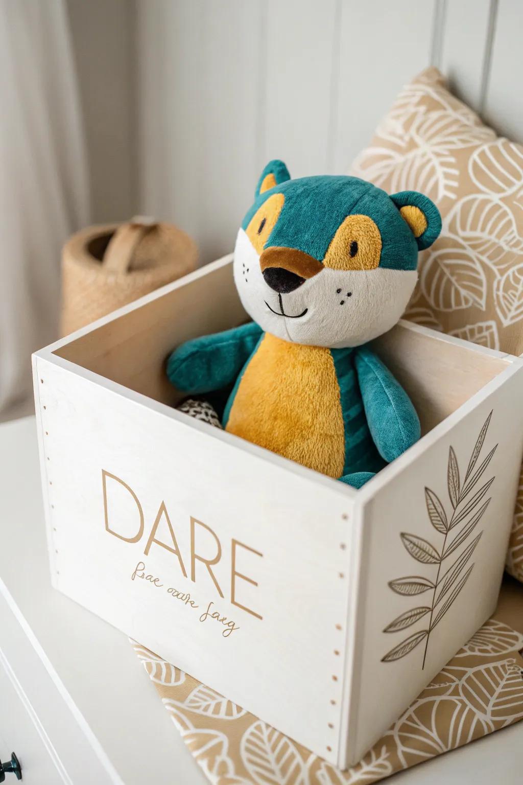 Embrace the magic of simplicity and charm with our DARE mascot box design—where bold colors meet minimalist elegance.