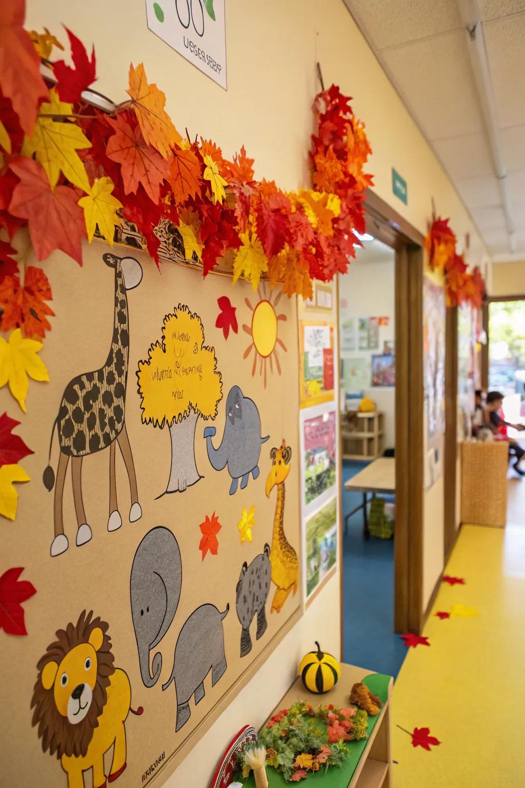Woodland Animal Adventures board with animal cutouts.