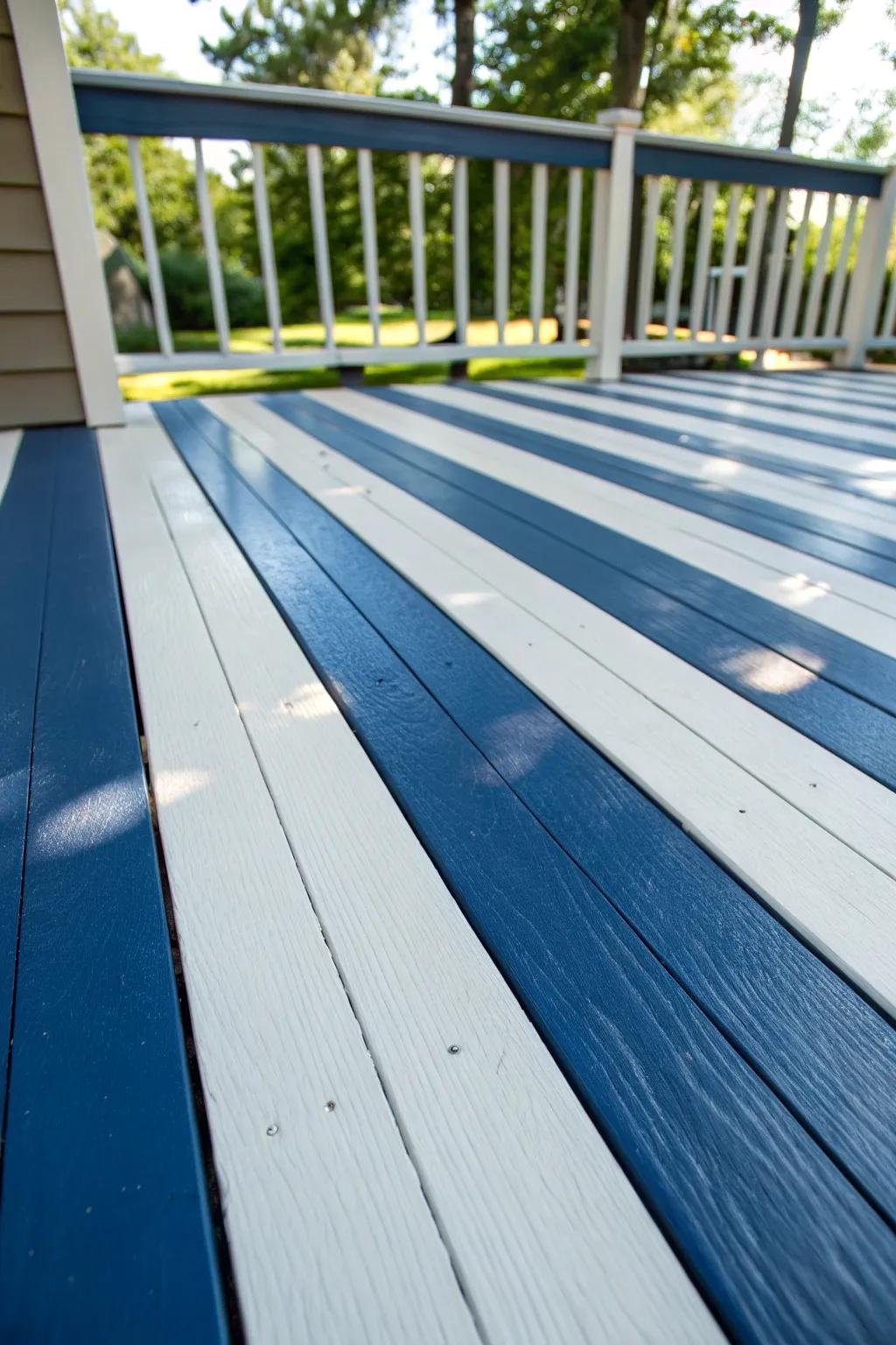 Transform your deck with timeless classic stripes for a bold and organized look.