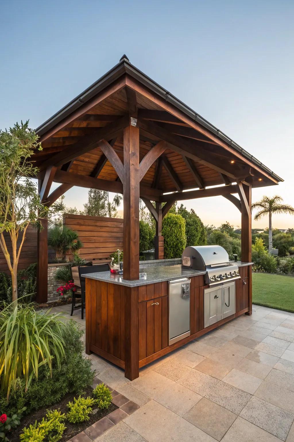 Elevate your summer cookouts with a bespoke backyard pavilion—where craftsmanship meets culinary delight!