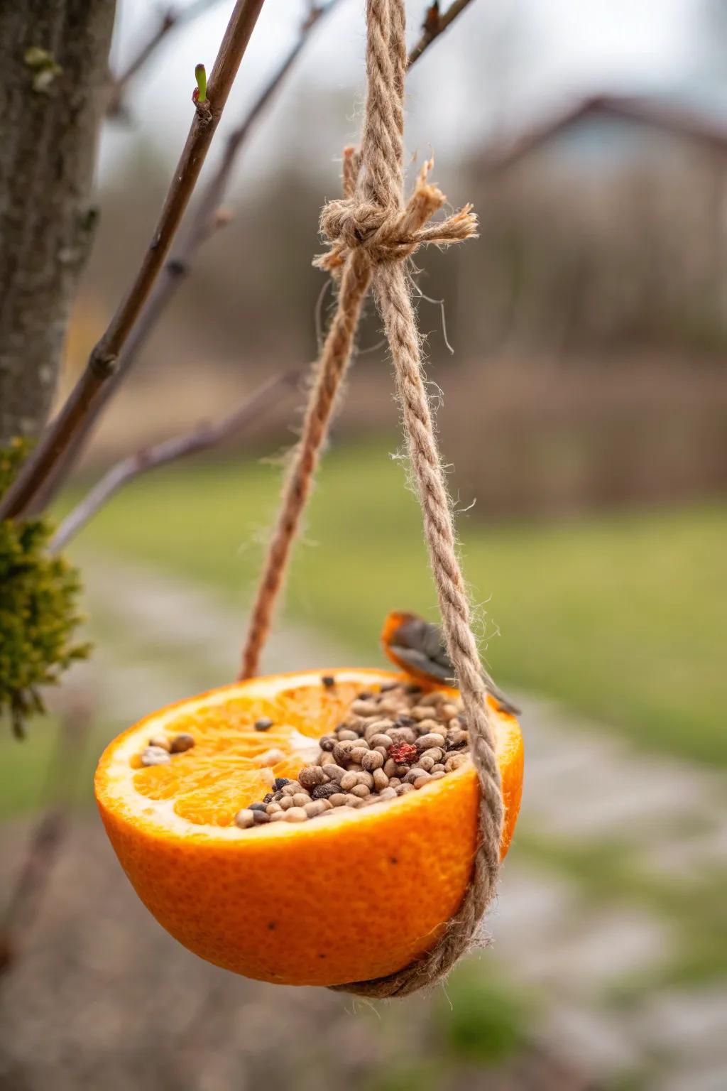 Bring a pop of color to your garden with this charming DIY orange bird feeder!
