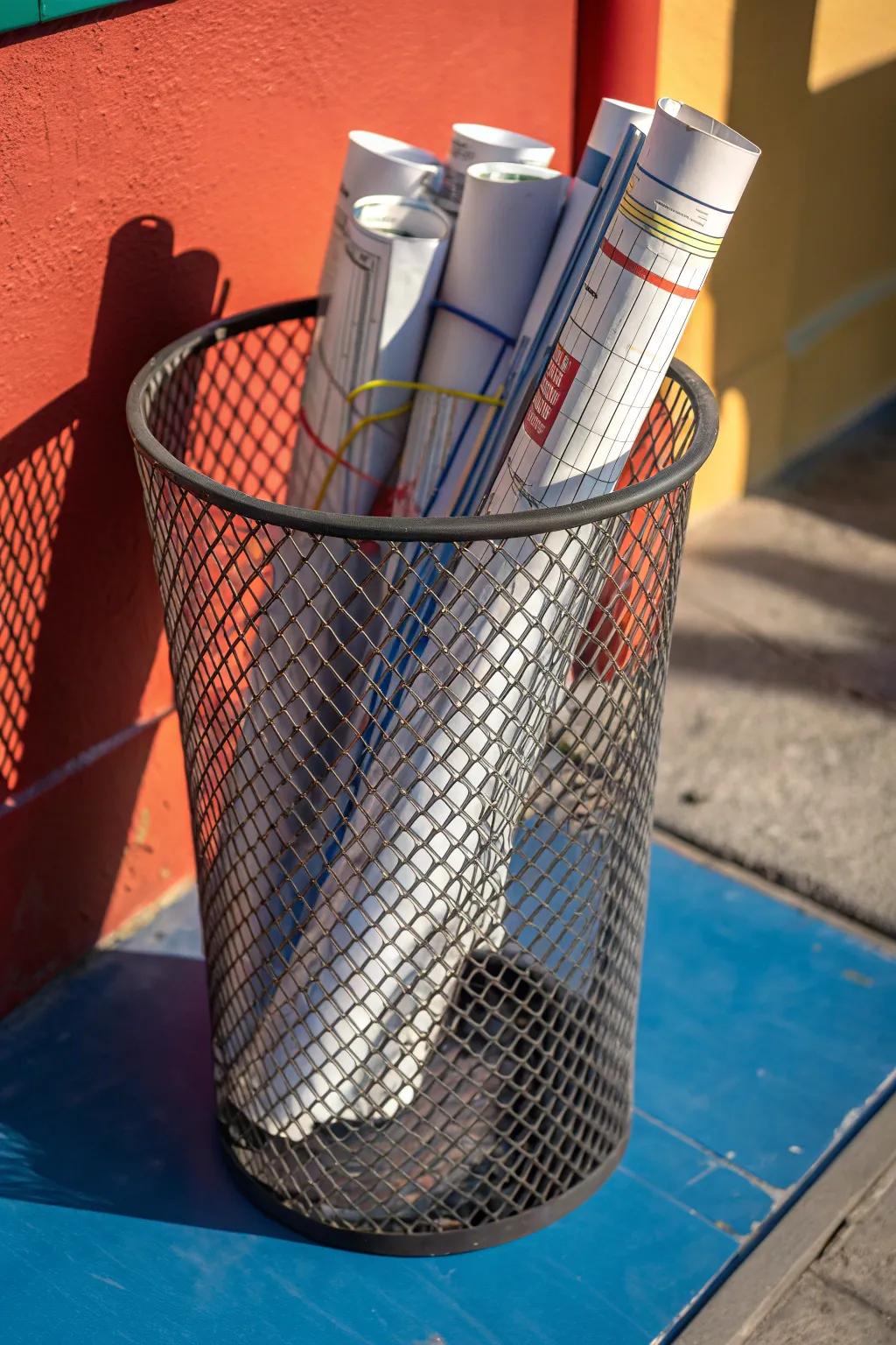Elevate your workspace with this ingenious DIY blueprint storage solution.