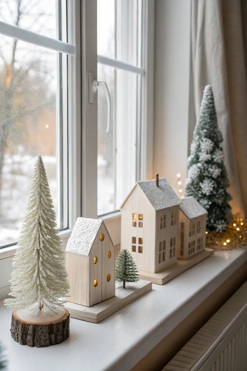 Transform your window sill into a tranquil winter escape with a minimalist miniature village—crafted with love and a touch of Nordic charm.