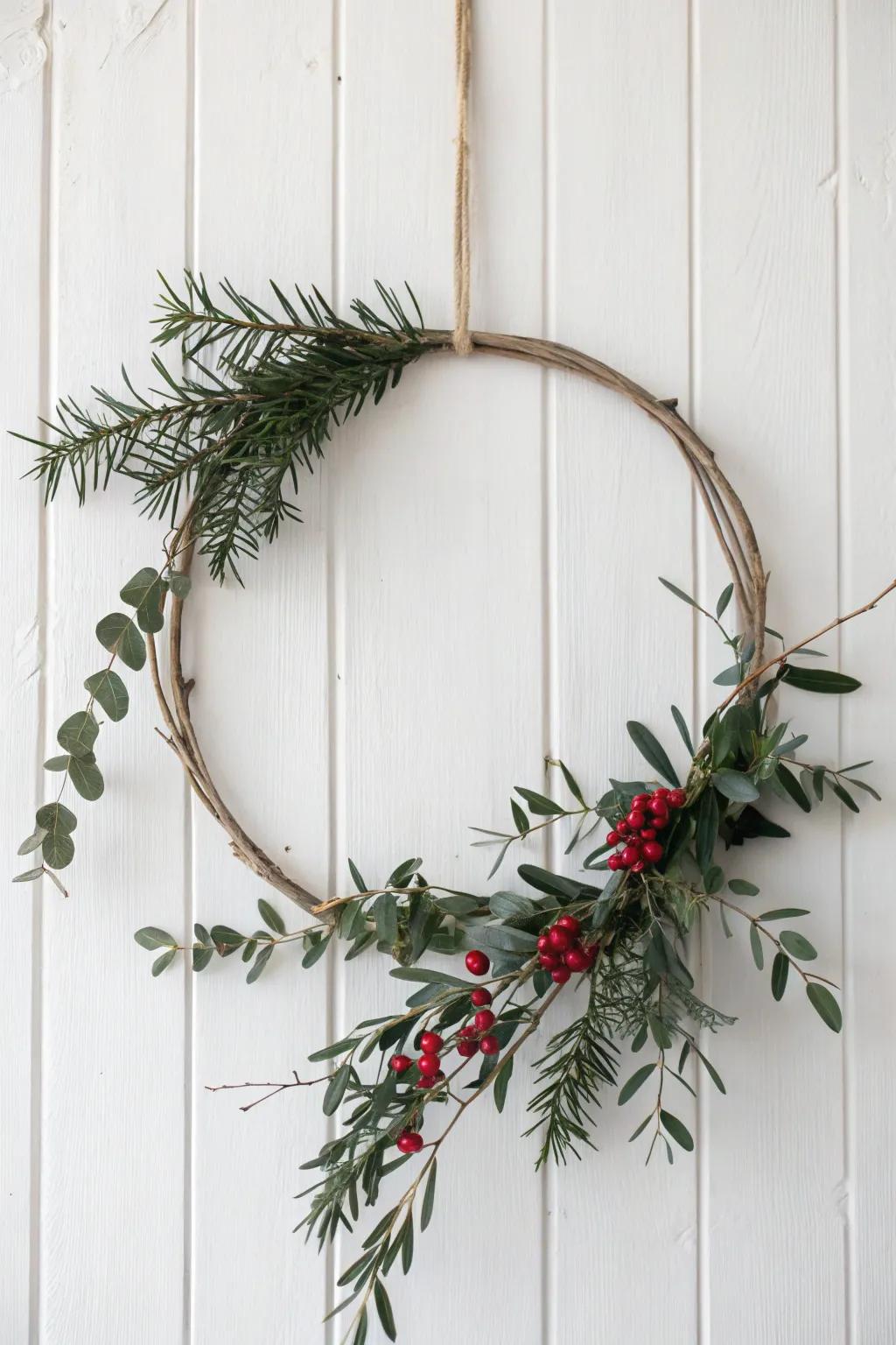 Embrace the beauty of simplicity with this minimalist Christmas wreath.