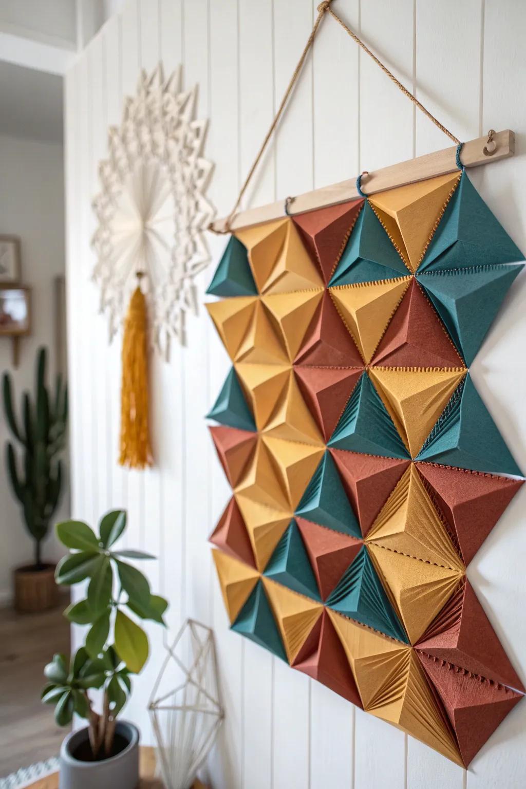 Transform plain paper into a statement piece with this stunning DIY wall hanging. Elevate your home with a touch of Scandinavian-Boho charm!