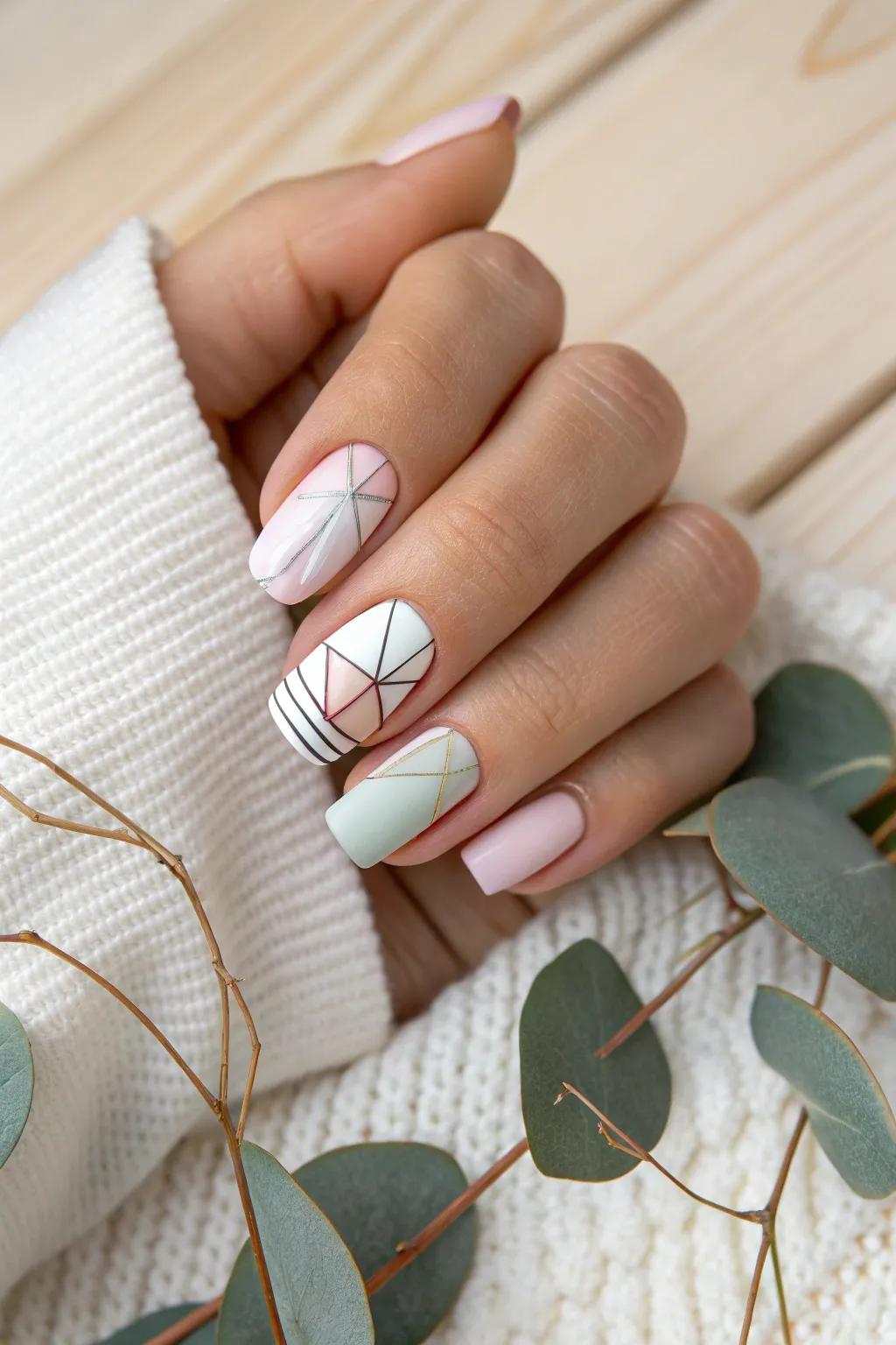 Elevate your nail game with chic geometric patterns—where minimalism meets artistry!