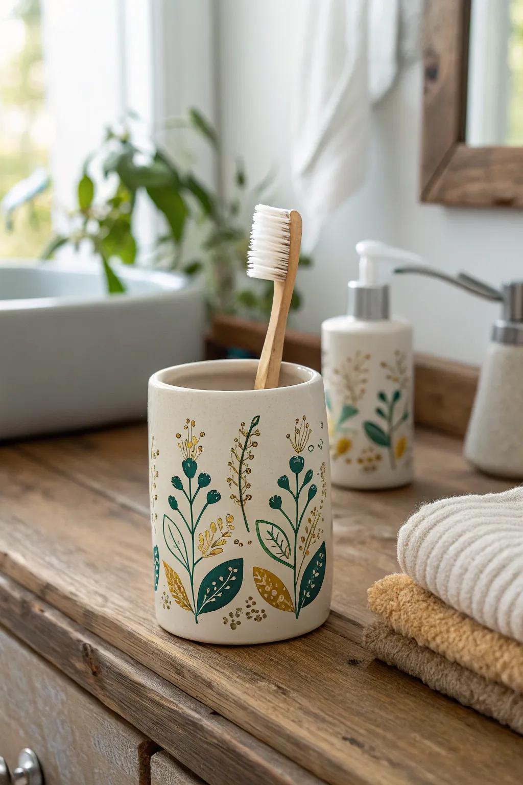 Craft your morning routine with personalized elegance: A DIY toothbrush holder that blends minimalist charm with bold artistic flair.