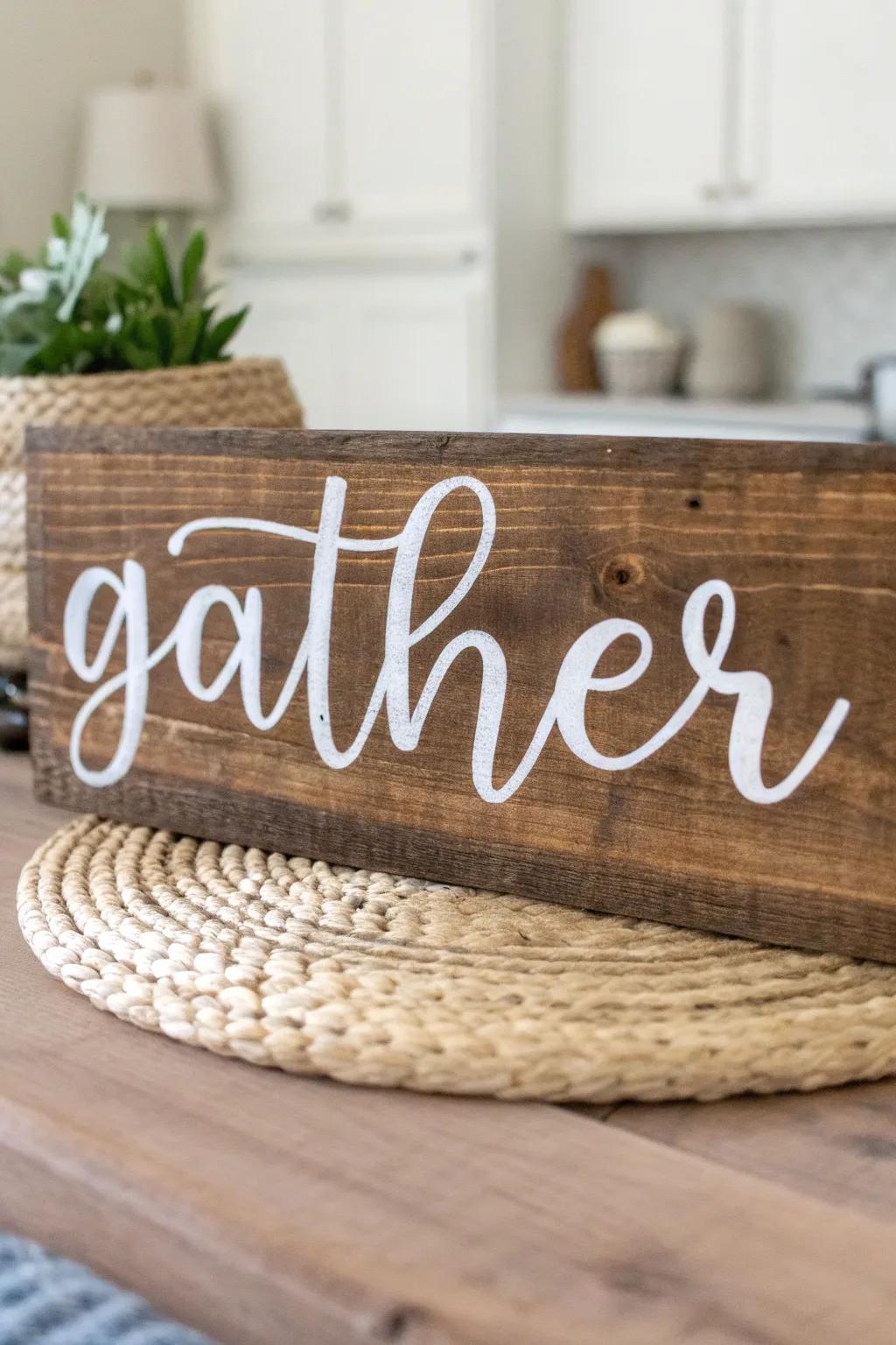 Add a touch of rustic charm to your kitchen with this DIY farmhouse sign!