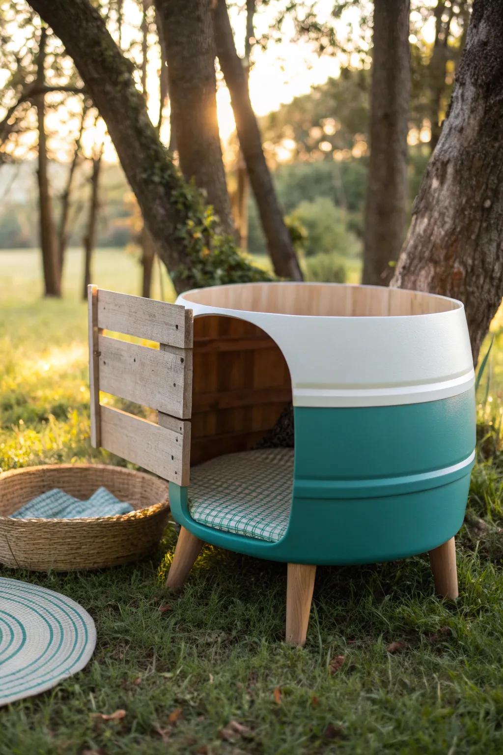 Eco-chic canine comfort: A sustainable dog box with Scandinavian flair!