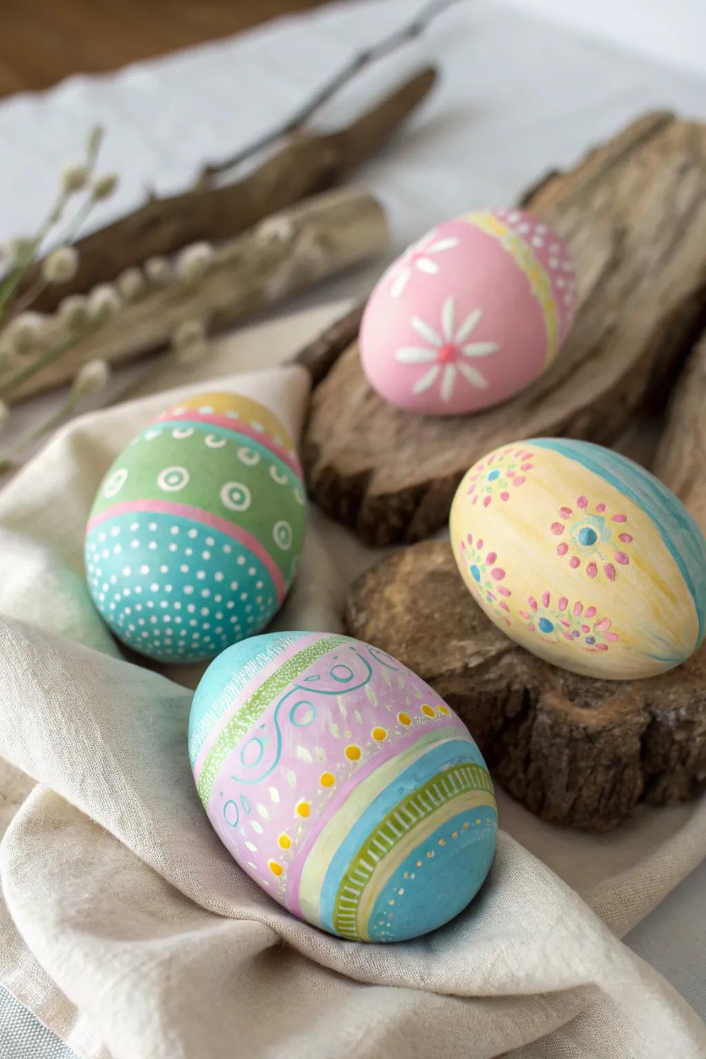 Transform nature into art with these beautifully painted rock eggs, a perfect Easter craft for kids!