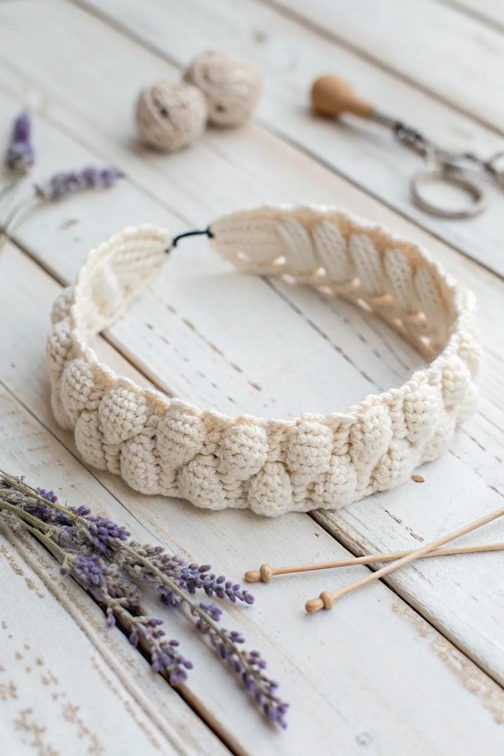 Elevate your accessory game with a chic crochet bobble headband—perfect for a touch of handmade elegance.