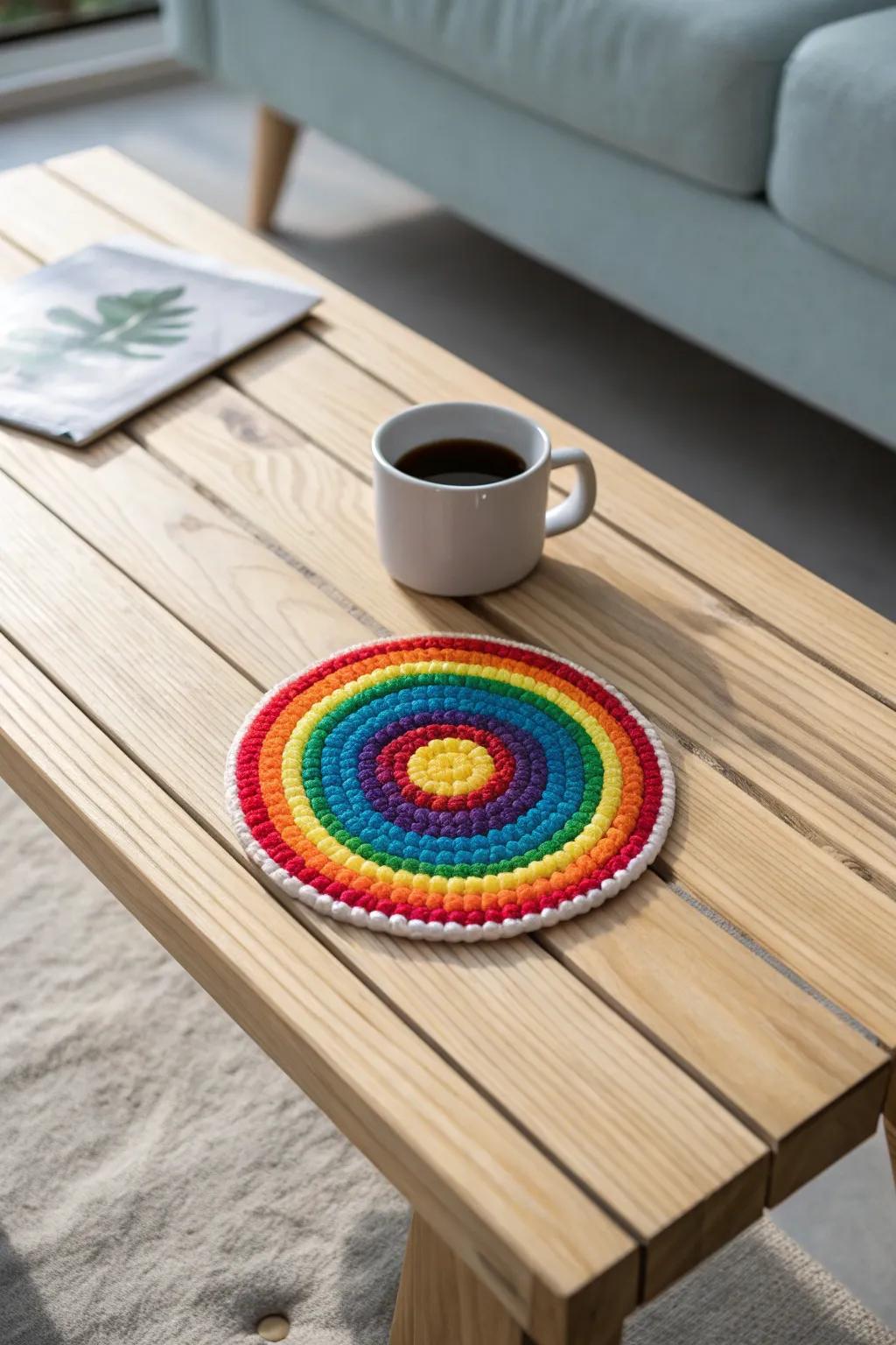 Add a splash of color to your space with these delightful rainbow coasters—where vibrant design meets minimalist elegance!