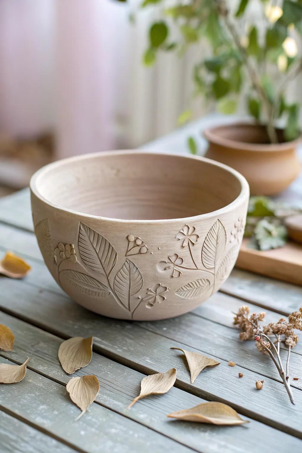 Bring nature indoors with these enchanting nature-imprinted pottery bowls—where simplicity meets artistic elegance. 🌿✨
