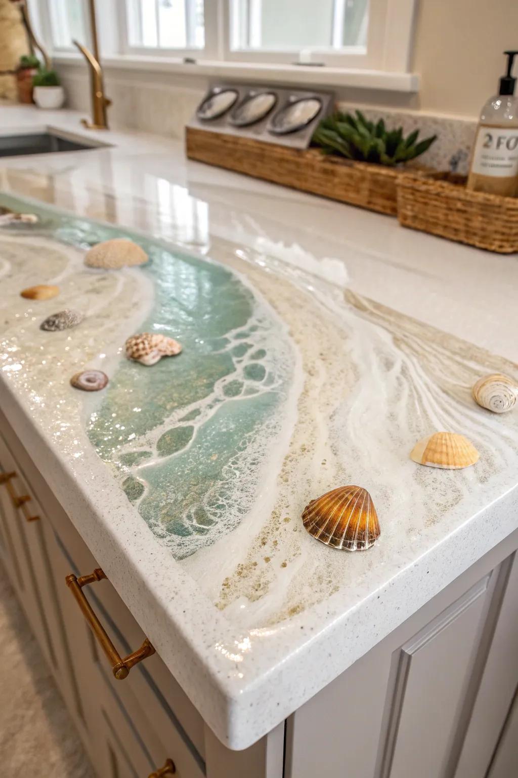 Elevate your kitchen aesthetics with luxurious epoxy countertops that blend craftsmanship with natural beauty.