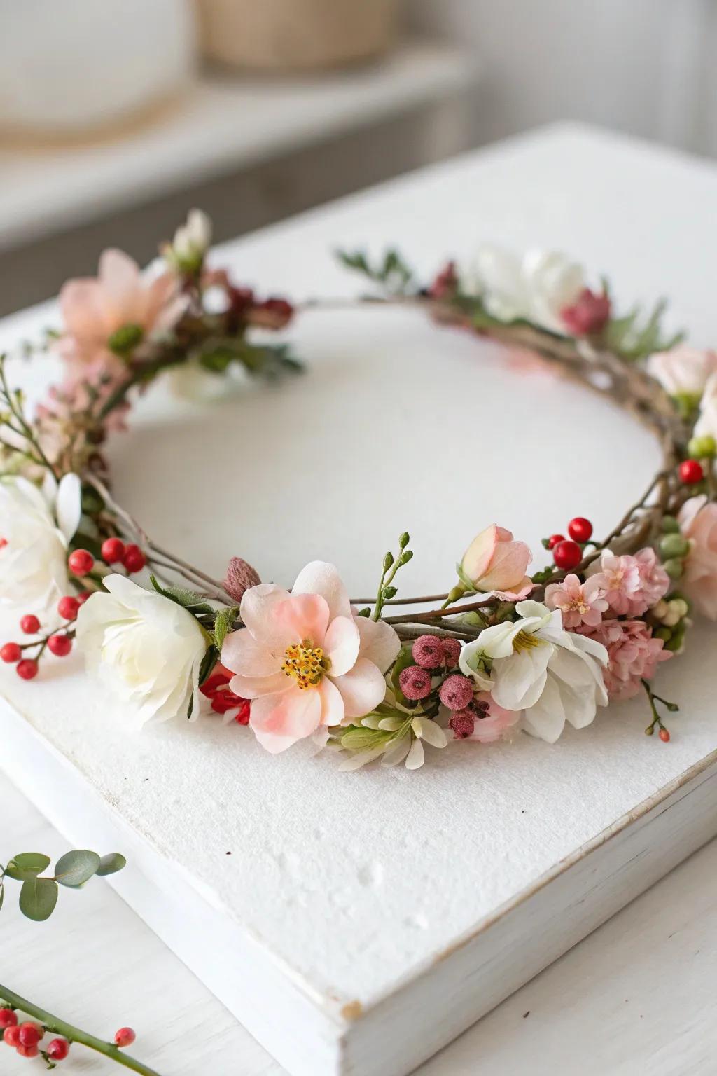 Embrace nature's elegance with a DIY floral crown, blending Scandinavian simplicity with Boho charm.