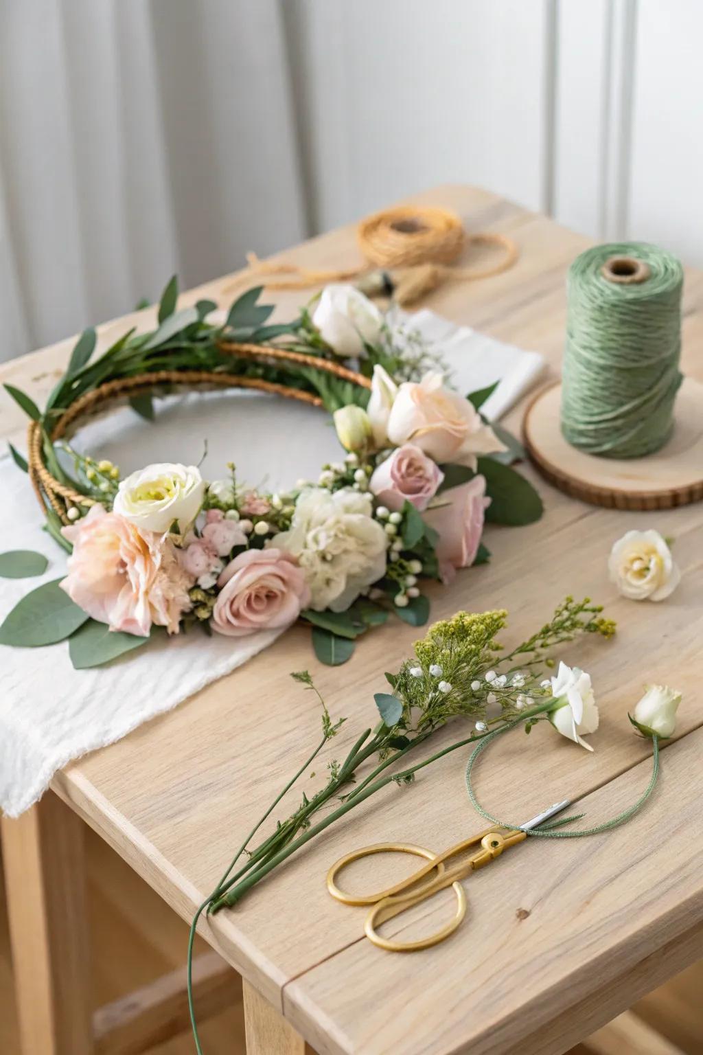 Create enchanting memories with a DIY flower crown kit, perfect for a fairy-themed celebration.