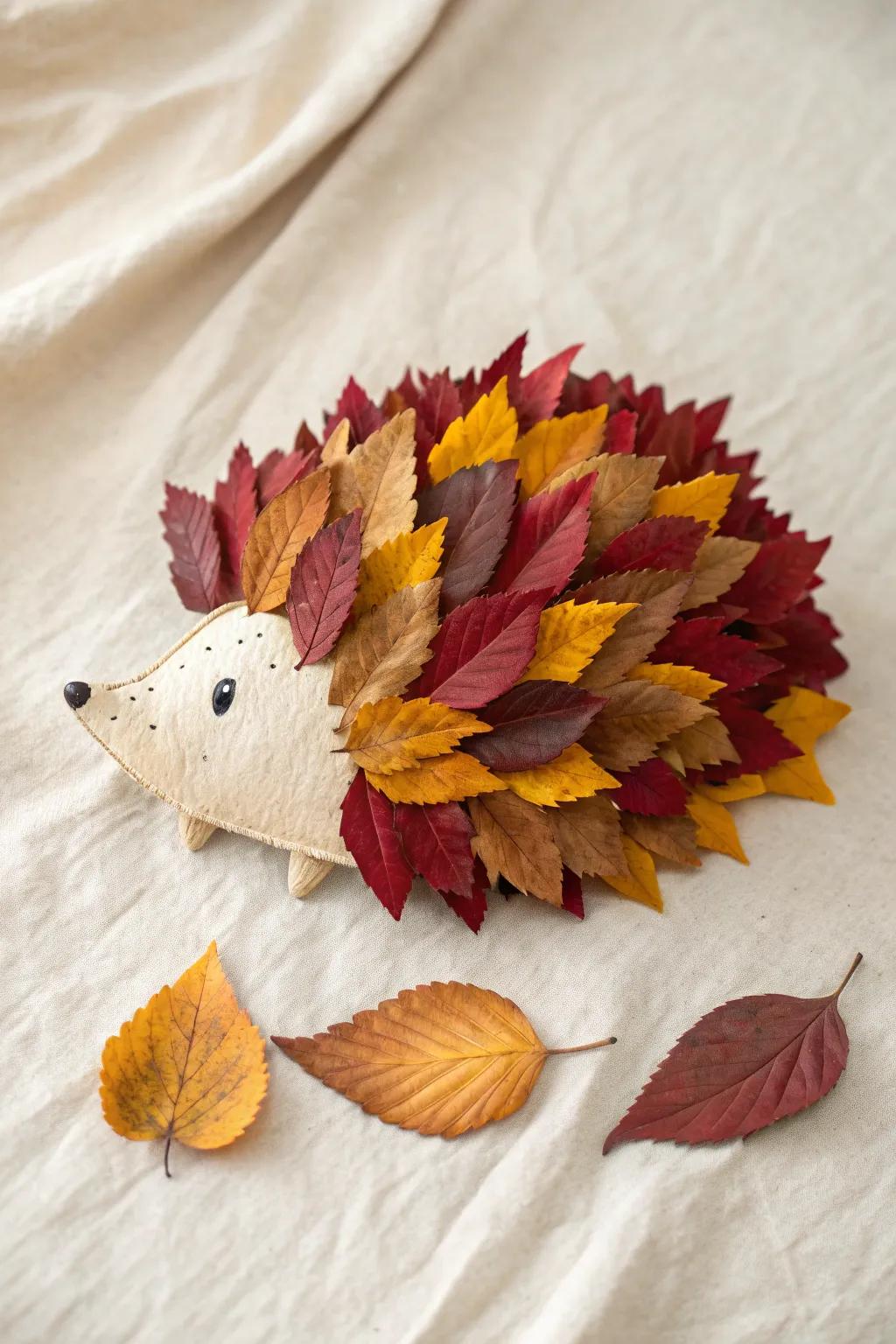 Capture the essence of fall with this charming hedgehog leaf craft, a delightful blend of nature and creativity!