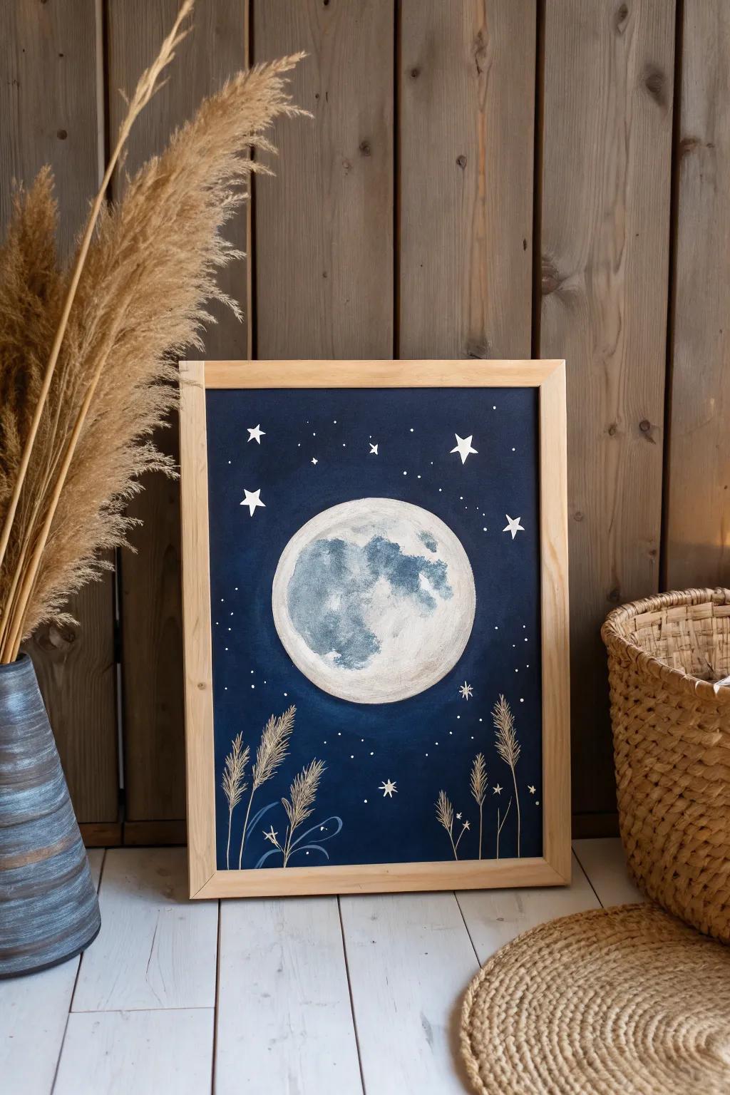 Capture the magic of autumn nights with a serene Harvest Moon Nightscape. 🌕✨ #ScandiBohoArt