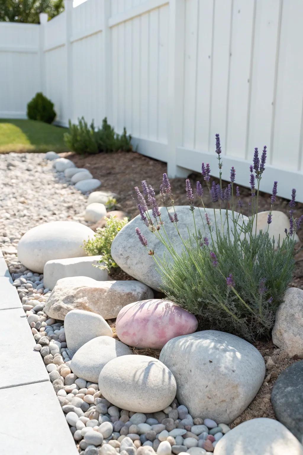 Elevate your garden with stunning stone mulch—where minimalist design meets natural elegance.