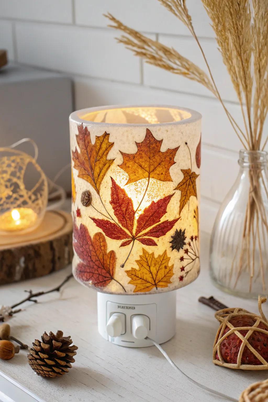 Embrace the warmth of autumn with this intricately crafted fused glass night light, a perfect blend of simplicity and seasonal charm.