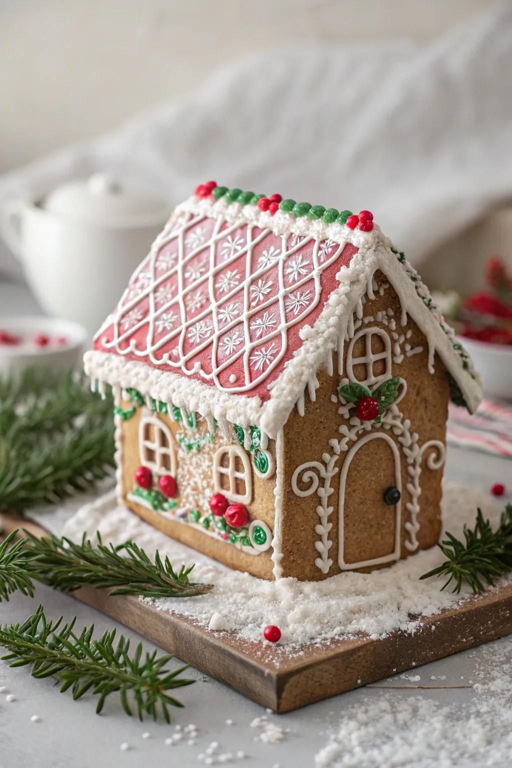 Crafting a cozy corner of sweetness: Discover the charm of a miniature gingerbread village.