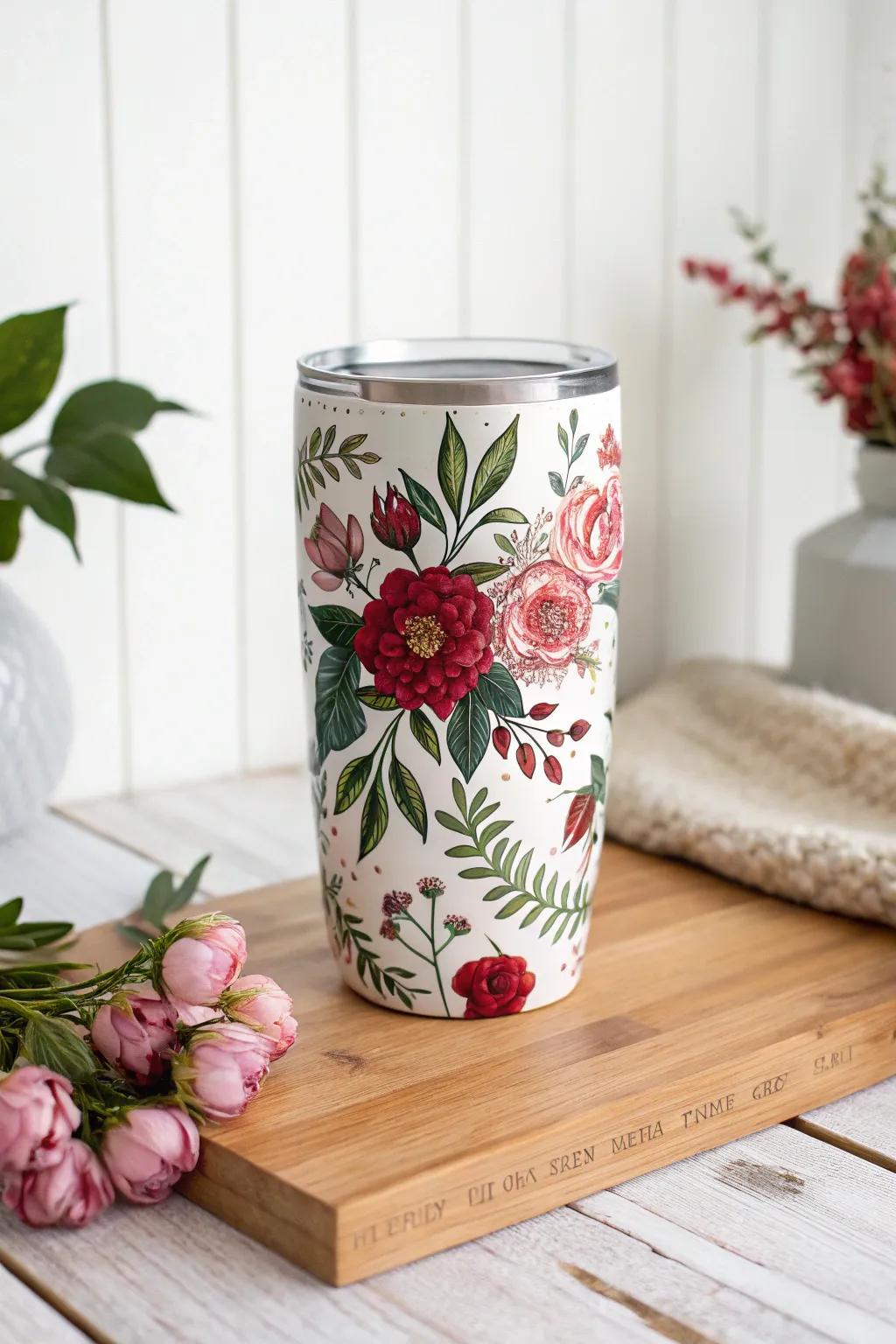 Embrace nature's beauty with a floral tumbler that brings a garden to your fingertips.