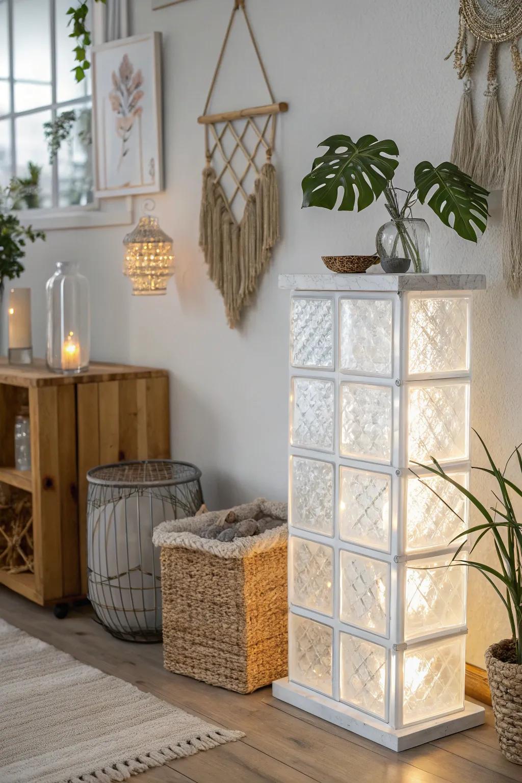 Elevate your living space with a chic glass block bar that’s as functional as it is fabulous.