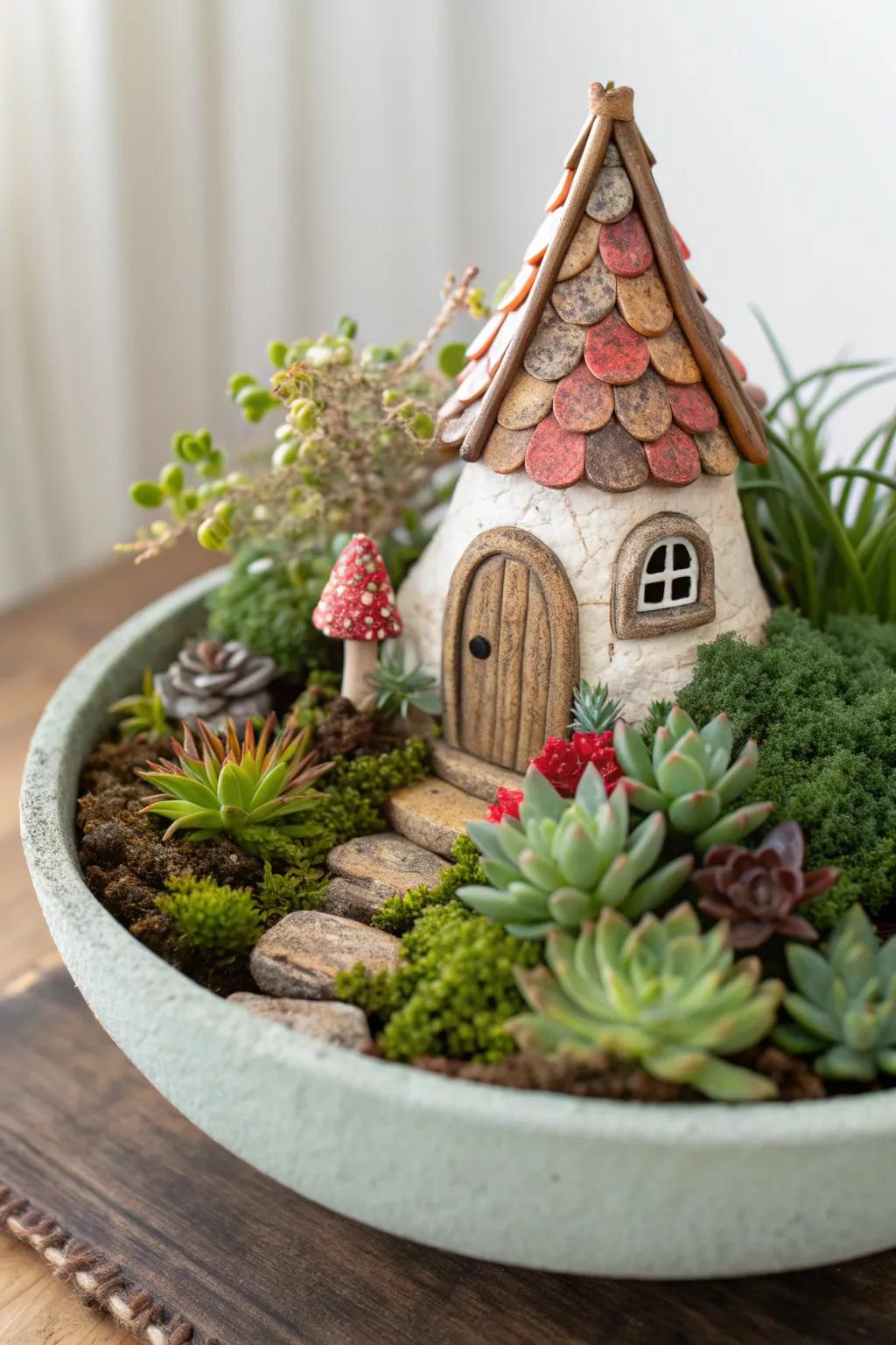 Dive into the whimsical world of gnome villages with lush miniature gardens that bring a touch of nature and charm to your home.