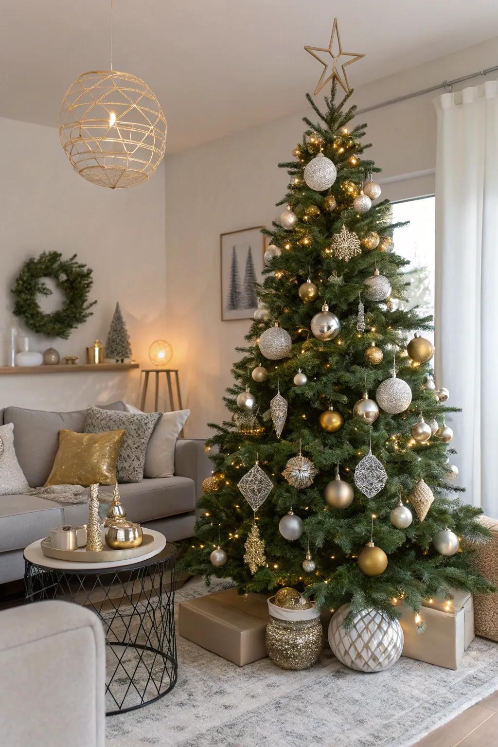 Modern shapes bring a chic twist to holiday decor.
