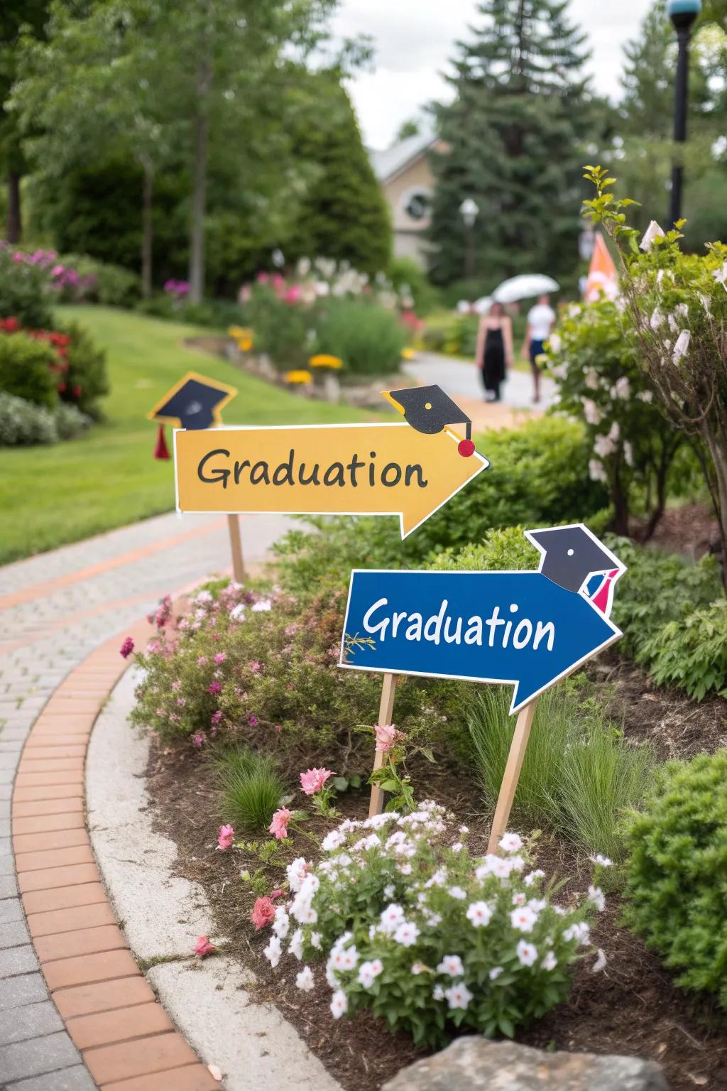 Guide your guests stylishly with directional yard signs.
