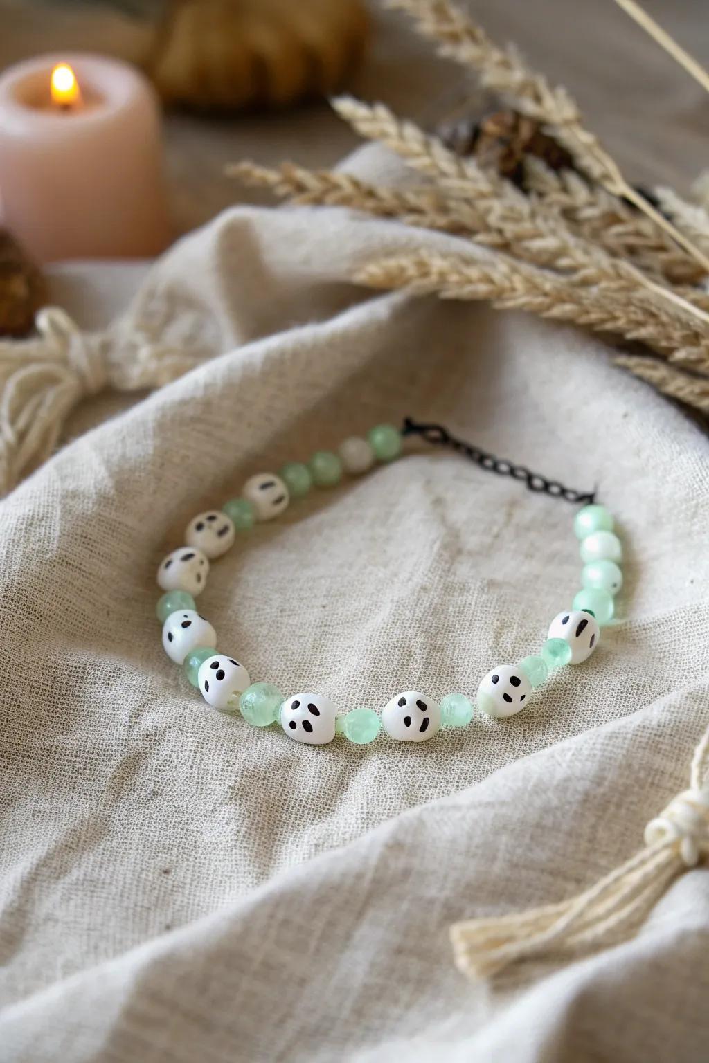Illuminate your Halloween style with glow-in-the-dark ghost beads! Perfect for a touch of spooky elegance.