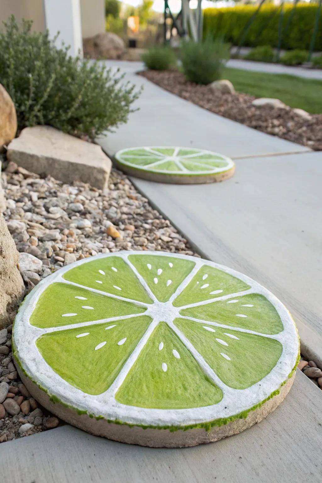 Add a refreshing pop of color to your garden path with a citrus-inspired stepping stone!