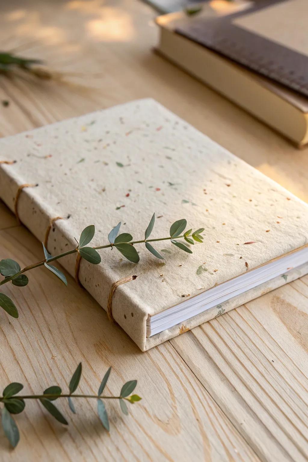 Breathe new life into scrap paper with this beautifully crafted recycled book, where simplicity meets sustainability.