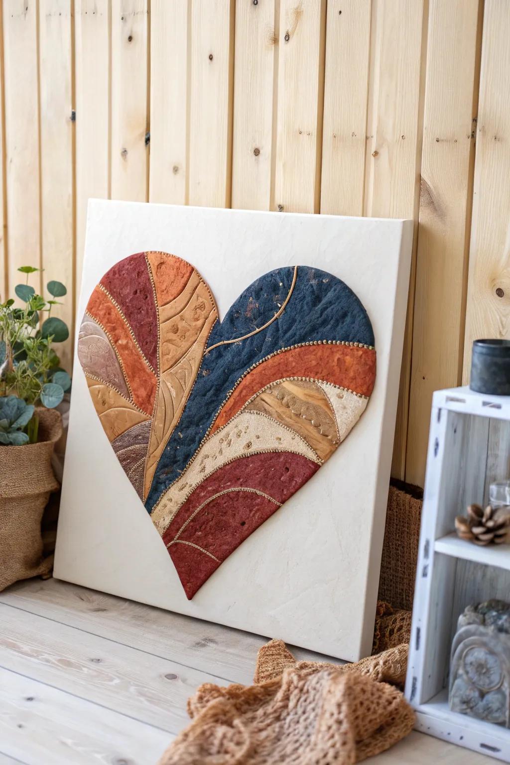 Explore depth and artistry with textured heart layers, where simplicity meets bold elegance.