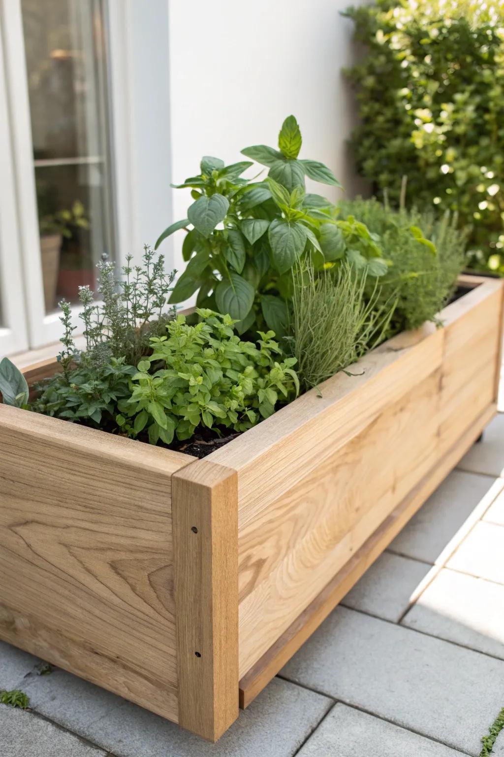 Discover serenity and style in your own backyard with a chic raised herb garden.